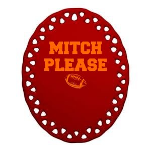 Mitch Please Football Logo Ceramic Oval Ornament