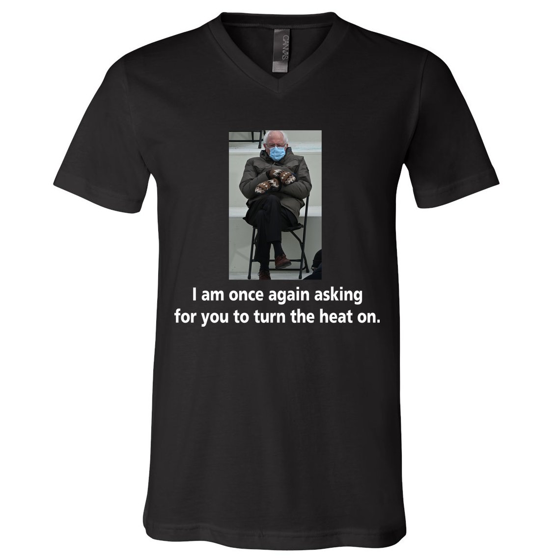 Mittens Bernie Sanders Inauguration Turn On The Heat V-Neck T-Shirt