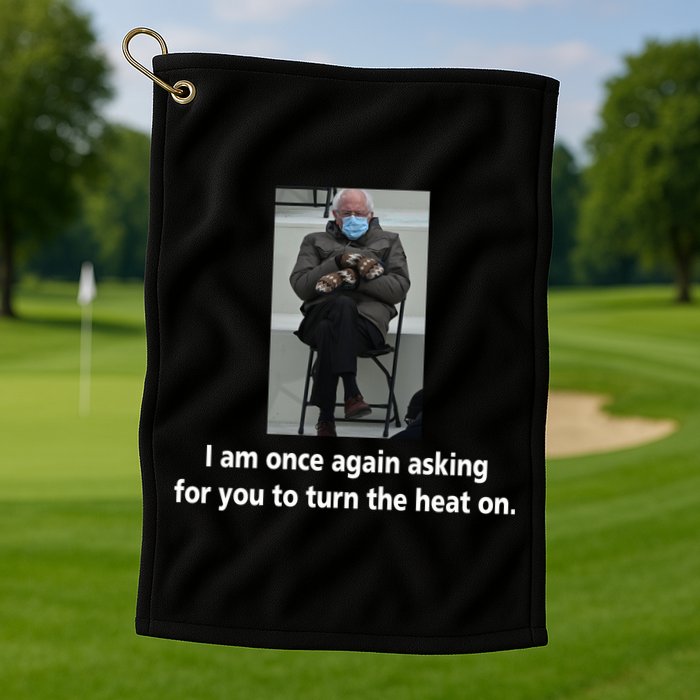 Mittens Bernie Sanders Inauguration Turn On The Heat Golf Towel