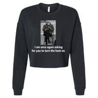Mittens Bernie Sanders Inauguration Turn On The Heat Cropped Pullover Crew