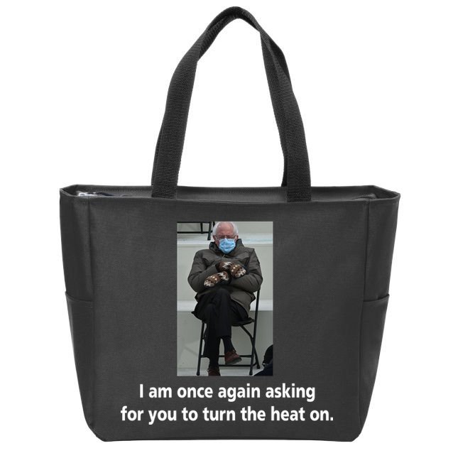Mittens Bernie Sanders Inauguration Turn On The Heat Zip Tote Bag
