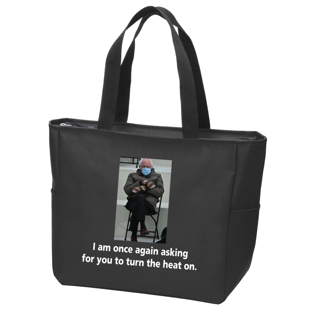 Mittens Bernie Sanders Inauguration Turn On The Heat Zip Tote Bag