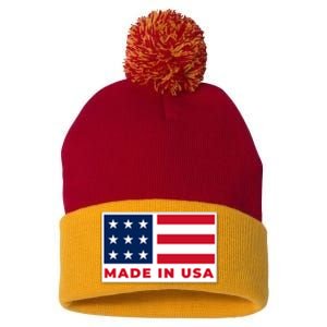 Made In USA Pom Pom 12in Knit Beanie