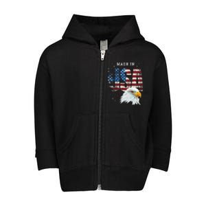 Made In Usa Patriotic American Flag Bald Eagle America Toddler Zip Fleece Hoodie