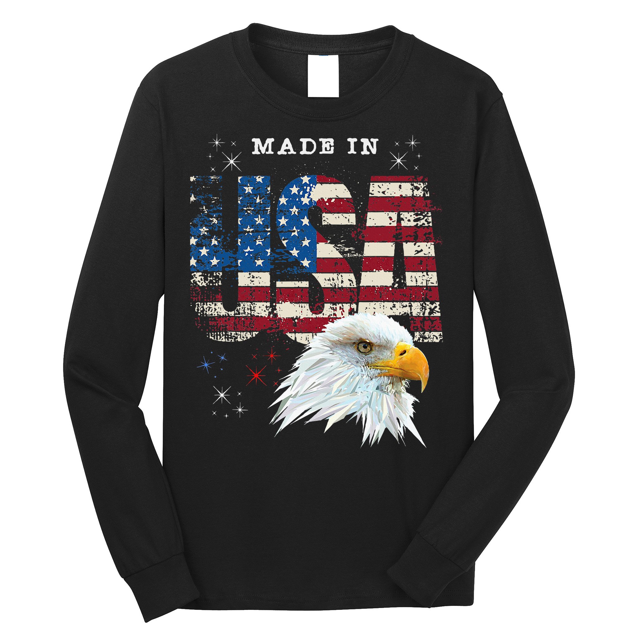Made In Usa Patriotic American Flag Bald Eagle America Long Sleeve Shirt