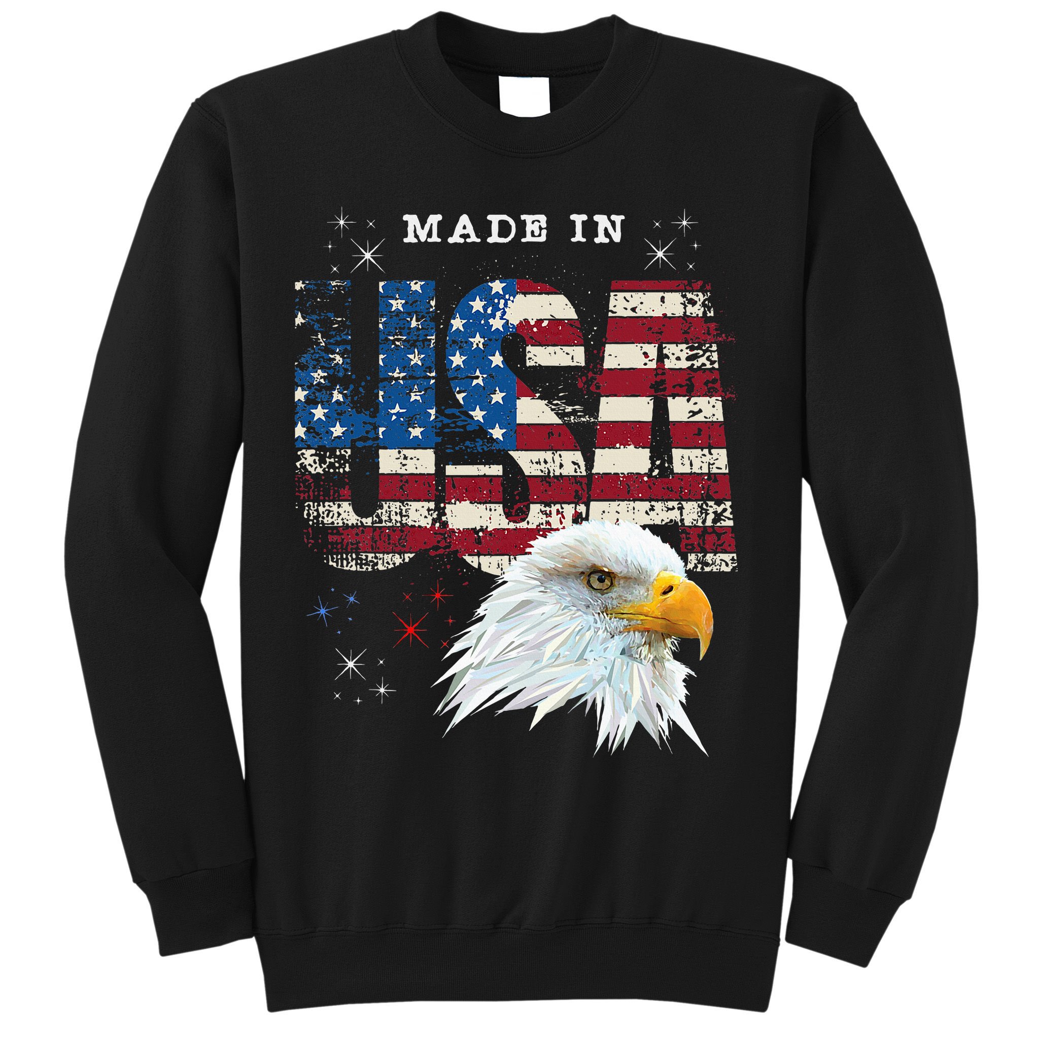Made In Usa Patriotic American Flag Bald Eagle America Sweatshirt