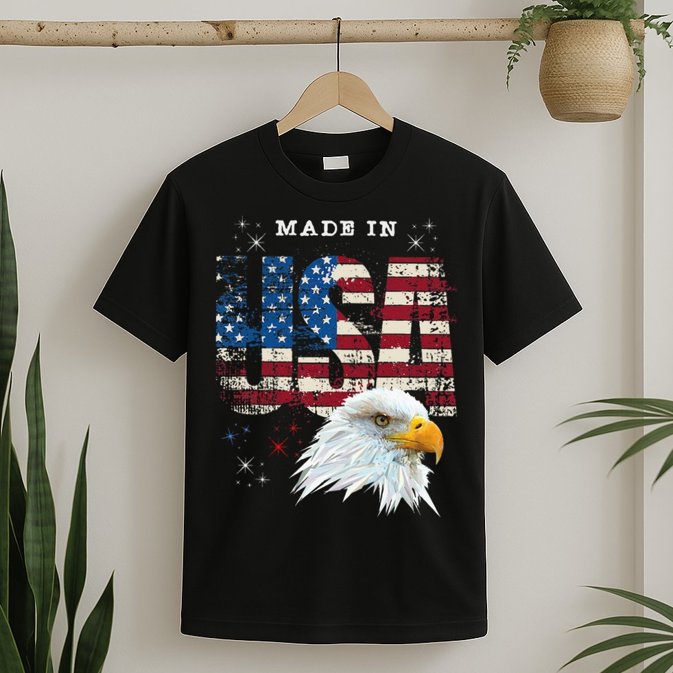 Made In Usa Patriotic American Flag Bald Eagle America T-Shirt