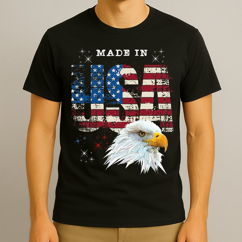 Made In Usa Patriotic American Flag Bald Eagle America T-Shirt