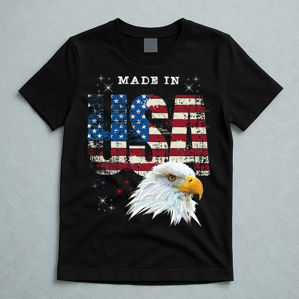 Made In Usa Patriotic American Flag Bald Eagle America T-Shirt