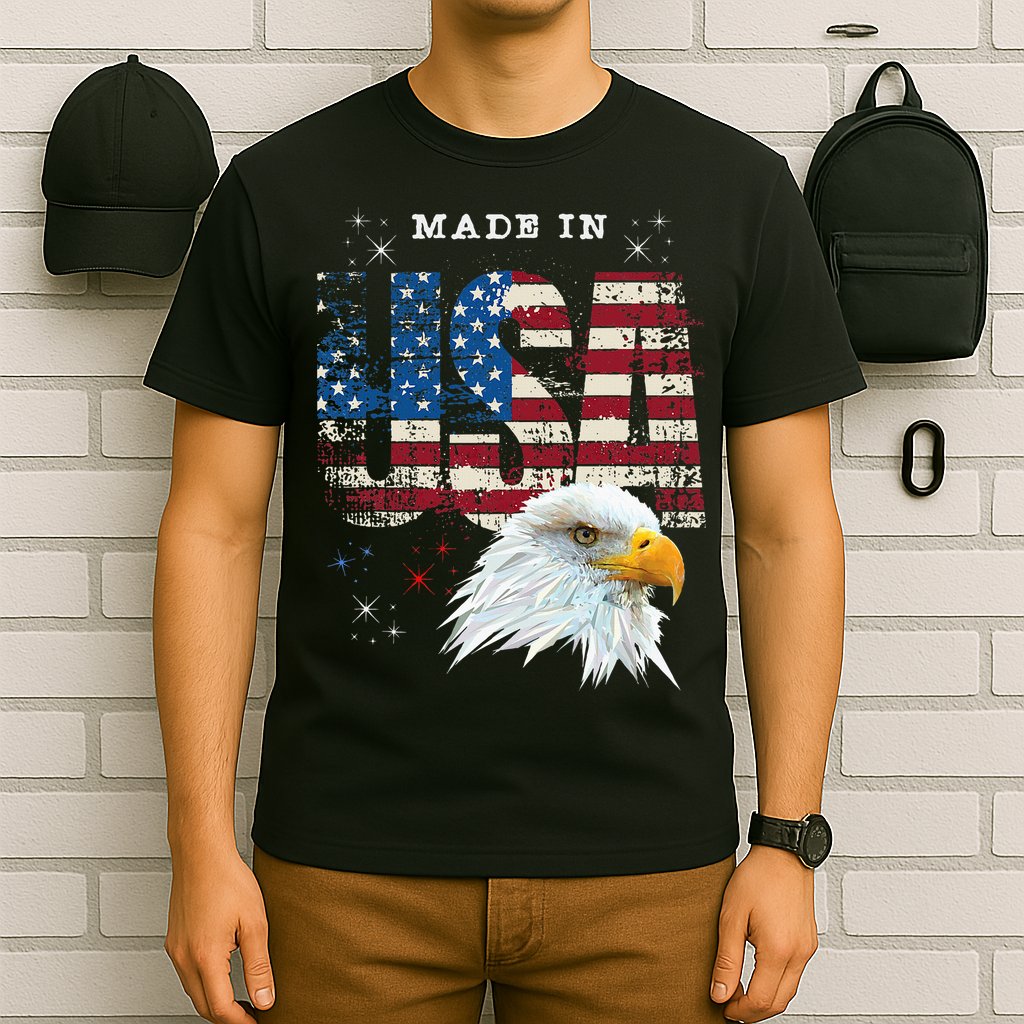 Made In Usa Patriotic American Flag Bald Eagle America T-Shirt