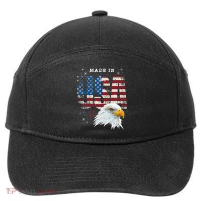 Made In Usa Patriotic American Flag Bald Eagle America 7-Panel Snapback Hat