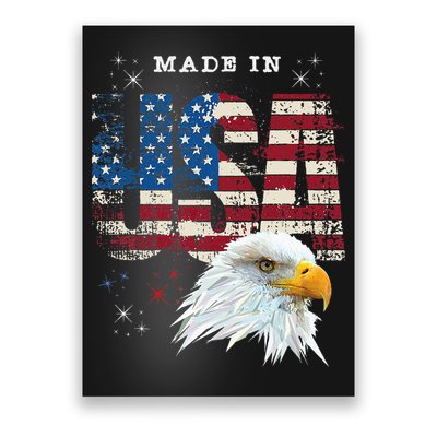 Made In Usa Patriotic American Flag Bald Eagle America Poster