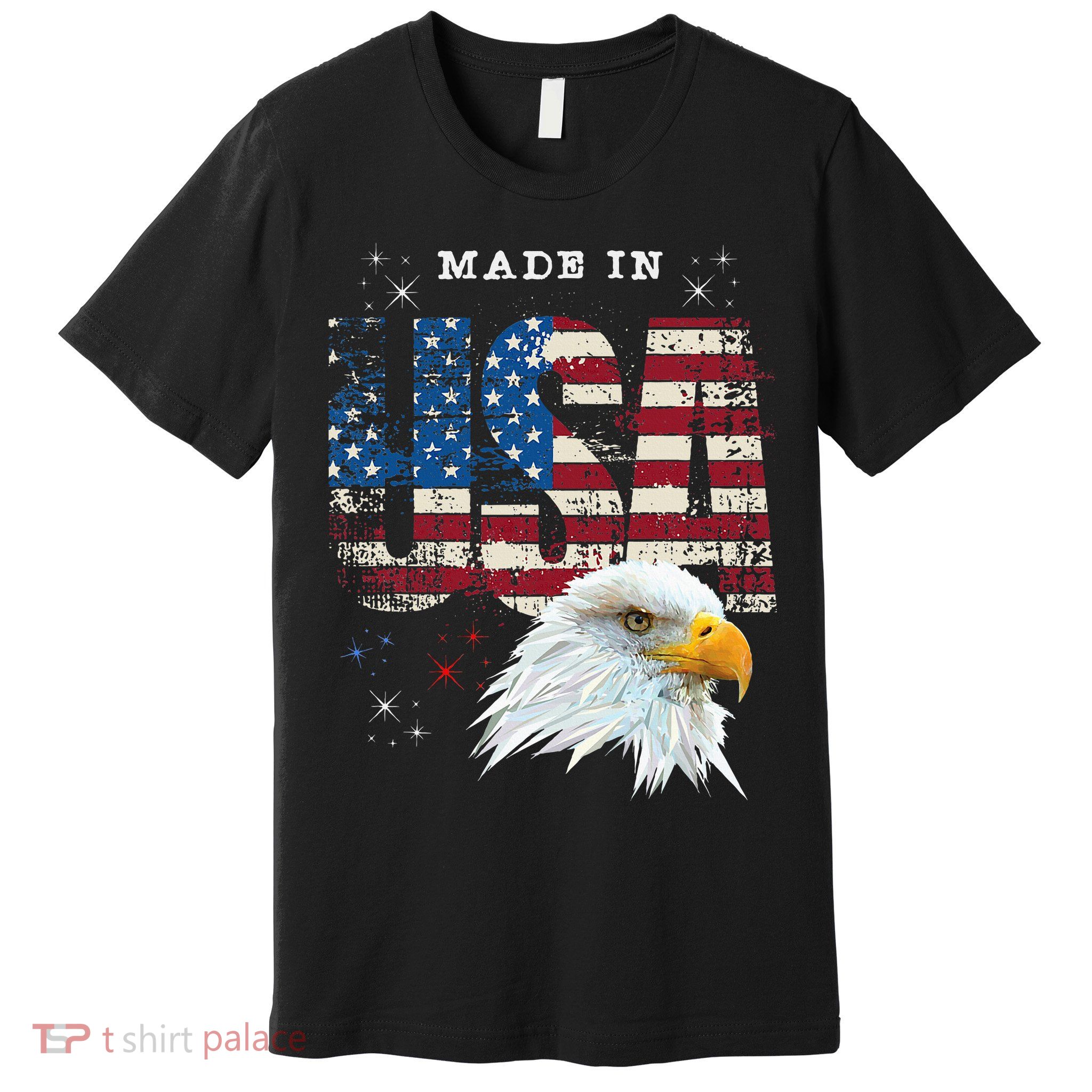 Made In Usa Patriotic American Flag Bald Eagle America Premium T-Shirt