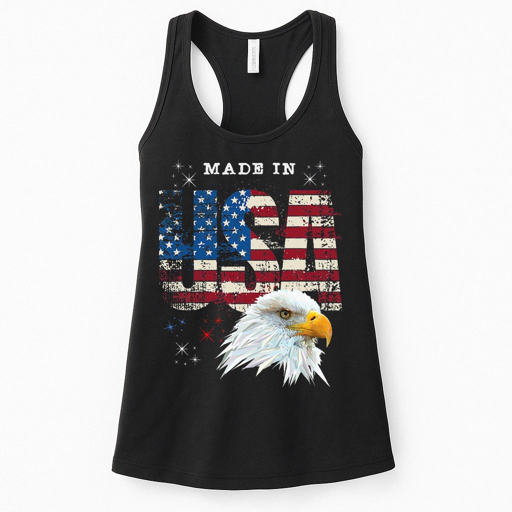 Made In Usa Patriotic American Flag Bald Eagle America Womens Tank Top