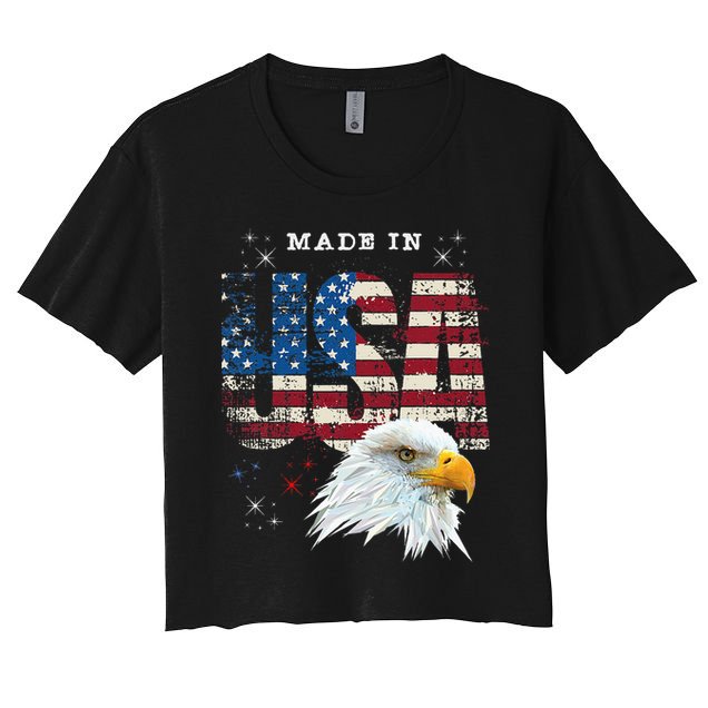 Made In Usa Patriotic American Flag Bald Eagle America Crop Top