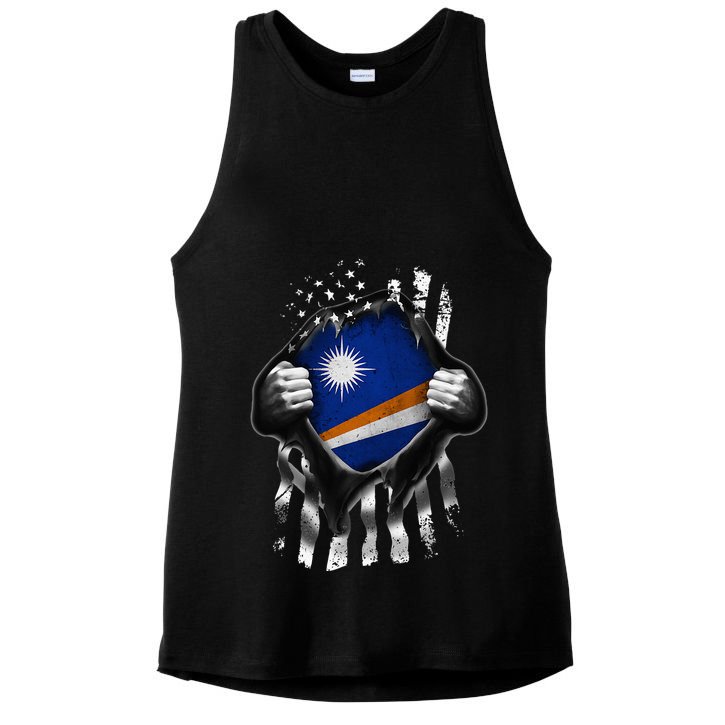 Marshall Islands Usa Flag Marshallese American Ladies PosiCharge Tri-Blend Wicking Tank