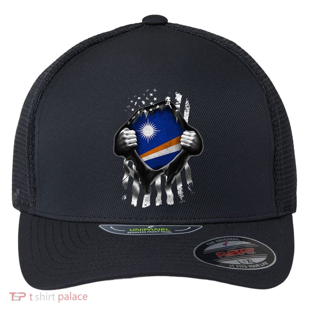 Marshall Islands Usa Flag Marshallese American Flexfit Unipanel Trucker Cap