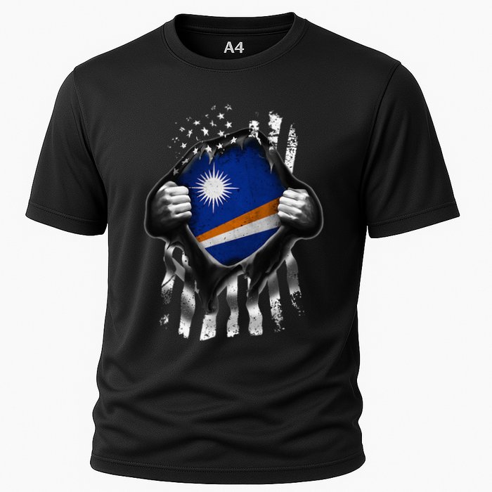 Marshall Islands Usa Flag Marshallese American Cooling Performance Crew T-Shirt