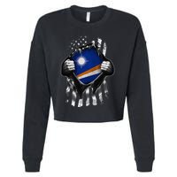 Marshall Islands Usa Flag Marshallese American Cropped Pullover Crew