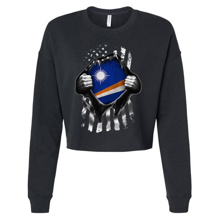 Marshall Islands Usa Flag Marshallese American Cropped Pullover Crew