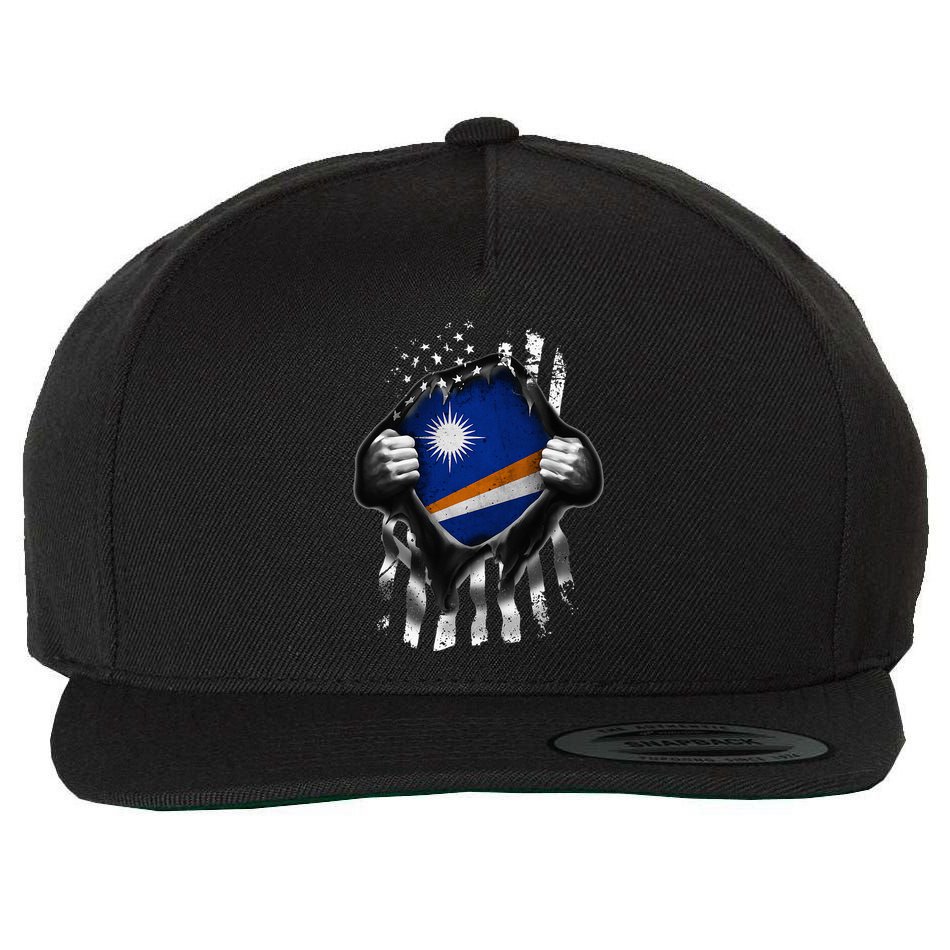 Marshall Islands Usa Flag Marshallese American Wool Snapback Cap