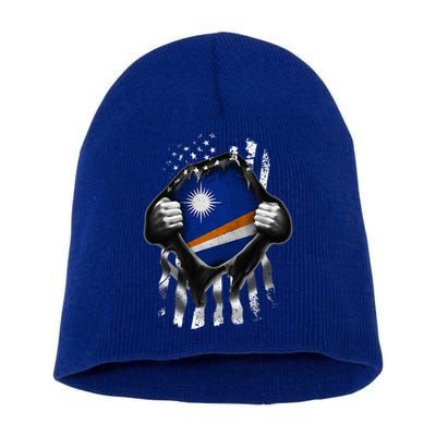 Marshall Islands Usa Flag Marshallese American Short Acrylic Beanie