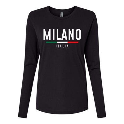 Milano Italia Vintage Milan Italy Girl Retro Souvenir Womens Cotton Relaxed Long Sleeve T-Shirt