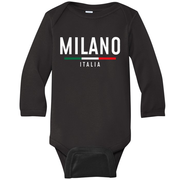 Milano Italia Vintage Milan Italy Girl Retro Souvenir Baby Long Sleeve Bodysuit