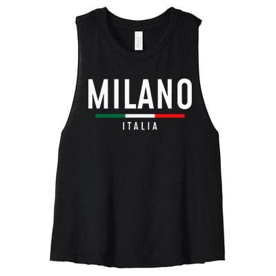 Milano Italia Vintage Milan Italy Girl Retro Souvenir Women's Racerback Cropped Tank