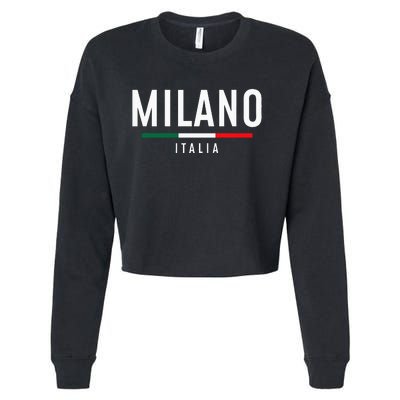 Milano Italia Vintage Milan Italy Girl Retro Souvenir Cropped Pullover Crew