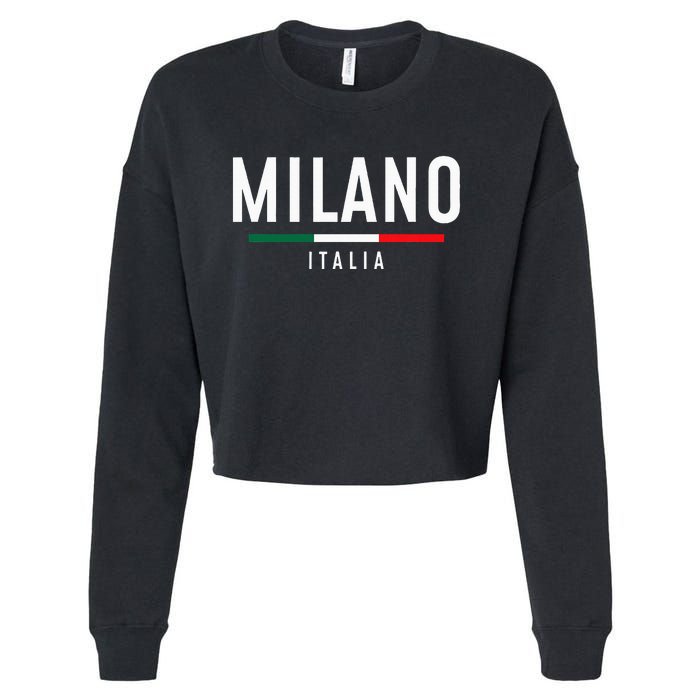 Milano Italia Vintage Milan Italy Girl Retro Souvenir Cropped Pullover Crew