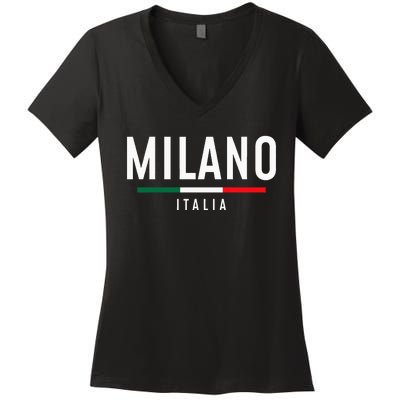 Milano Italia Vintage Milan Italy Girl Retro Souvenir Women's V-Neck T-Shirt