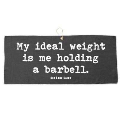 My Ideal Weight Is Me Holding A Barbell Large Microfiber Waffle Golf Towel