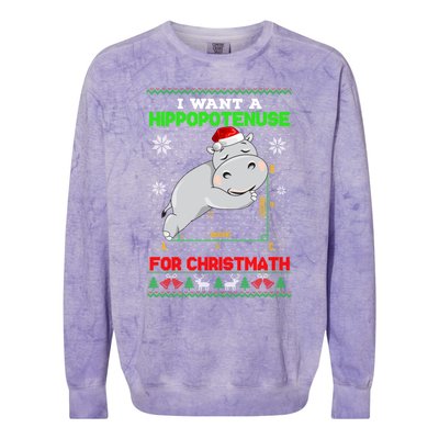 Math I Want A Hippopotenuse For Christmath Ugly Sweater Xmas Gift Colorblast Crewneck Sweatshirt