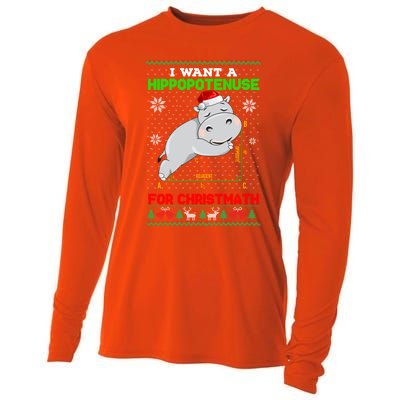 Math I Want A Hippopotenuse For Christmath Ugly Sweater Xmas Gift Cooling Performance Long Sleeve Crew