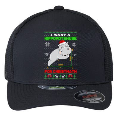 Math I Want A Hippopotenuse For Christmath Ugly Sweater Xmas Gift Flexfit Unipanel Trucker Cap