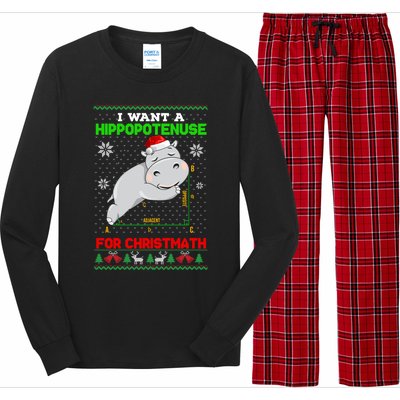 Math I Want A Hippopotenuse For Christmath Ugly Sweater Xmas Gift Long Sleeve Pajama Set