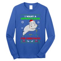 Math I Want A Hippopotenuse For Christmath Ugly Sweater Xmas Gift Long Sleeve Shirt