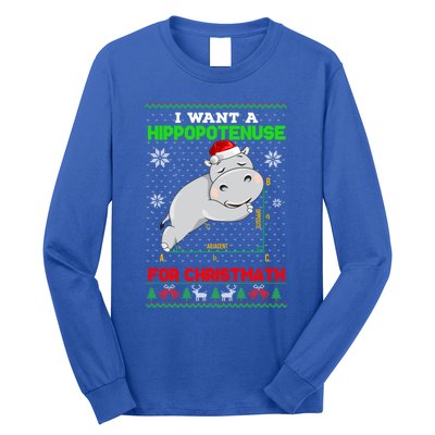 Math I Want A Hippopotenuse For Christmath Ugly Sweater Xmas Gift Long Sleeve Shirt