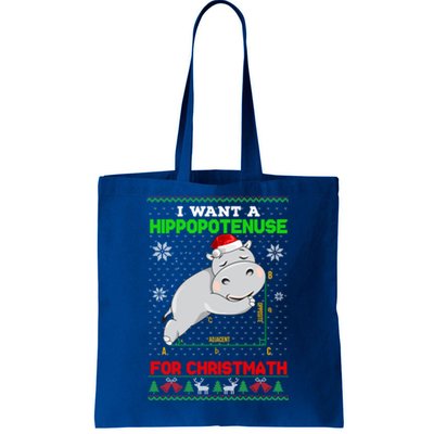 Math I Want A Hippopotenuse For Christmath Ugly Sweater Xmas Gift Tote Bag