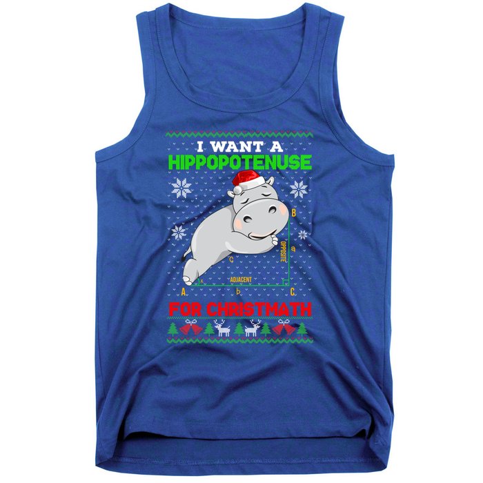 Math I Want A Hippopotenuse For Christmath Ugly Sweater Xmas Gift Tank Top