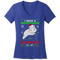 Math I Want A Hippopotenuse For Christmath Ugly Sweater Xmas Gift Women's V-Neck T-Shirt