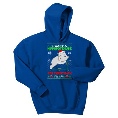 Math I Want A Hippopotenuse For Christmath Ugly Sweater Xmas Gift Kids Hoodie