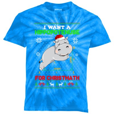 Math I Want A Hippopotenuse For Christmath Ugly Sweater Xmas Gift Kids Tie-Dye T-Shirt