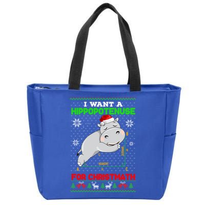 Math I Want A Hippopotenuse For Christmath Ugly Sweater Xmas Gift Zip Tote Bag