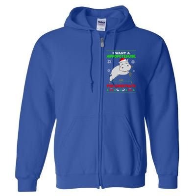 Math I Want A Hippopotenuse For Christmath Ugly Sweater Xmas Gift Full Zip Hoodie