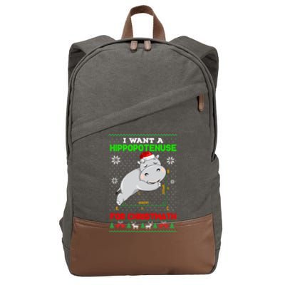 Math I Want A Hippopotenuse For Christmath Ugly Sweater Xmas Gift Cotton Canvas Backpack