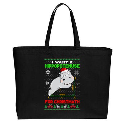 Math I Want A Hippopotenuse For Christmath Ugly Sweater Xmas Gift Cotton Canvas Jumbo Tote