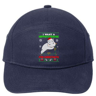 Math I Want A Hippopotenuse For Christmath Ugly Sweater Xmas Gift 7-Panel Snapback Hat