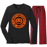 Motionlesses In White Pumpkin Scary Halloween Women's Long Sleeve Flannel Pajama Set 